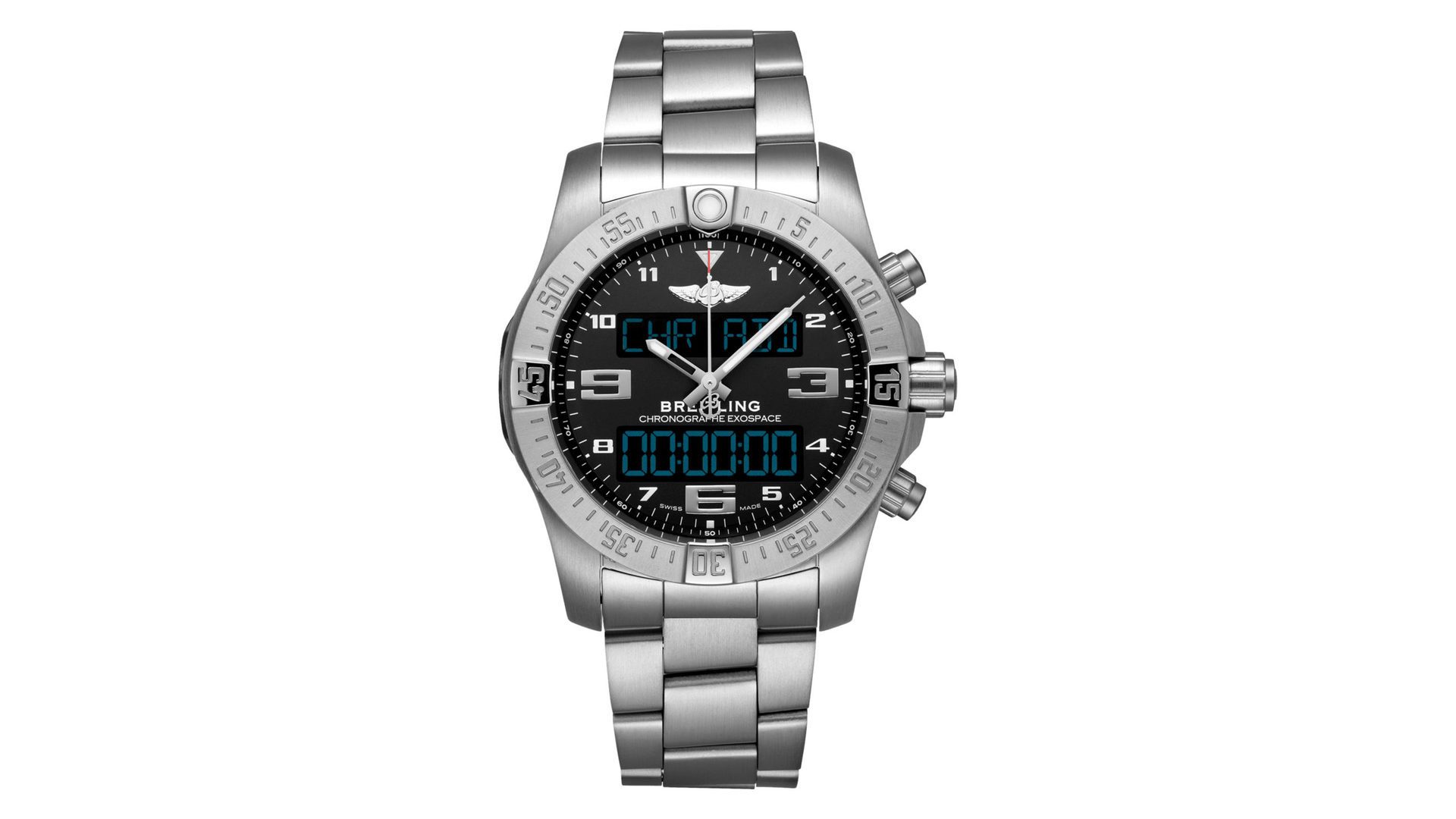 Titanyum kordonlu Breitling Exospace 55 akıllı saat.